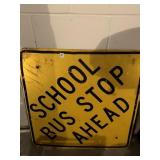 SCHOOL BUS STOP AHEAD STREET SIGN