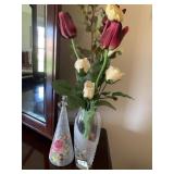 FROSTED VASE AND VASE WITH FLOWERS