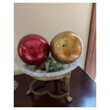 CRACKLE GLASS METAL FOOT BASE DISH