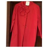 KATE SPADE NY LARGE COAT RED W/ BOW FRONT