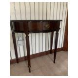 1/2 MOON FLAT WALL TABLE W/ CENTER DRAWER 29" H X