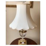 BRASS W/ CRYSTAL CENTER LAMPS, CRYSTAL FINIAL
