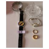 STEELER WATCH, FAUX GOLD BANDS, RING HOLDER ETC.