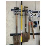TWO FLAT SHOVELS, BRANCH TRIMMER, EAR PROTECTOR