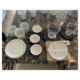 DEMITASSE 6 CUPS AND 4 SAUCERS, AND OTHERS