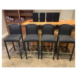29" H SEAT H BLACK UPHL. BAR STOOLS METAL FRAME
