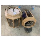 TWO LIGHT FIXTURES WOOD FRAME