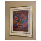 FRAMED PRINT SIGNED LR AUNIGUL 36" X 29" W UNDER