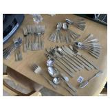 8 KNIFES, (2) SZ. FORK 8 EACH, 16 TEASPOONS, 8