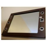 MODERN BEVELED EDGE MIRROR W/ METAL ACCENTS 27" W