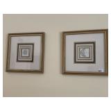 MOON AND SUN FRAMED PRINTS 13" X 13"