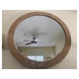 40" ROUND BEVELED WOOD MIRROR