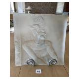FROSTED MALE FIGURAL PLATE 13.5" X 13.5"