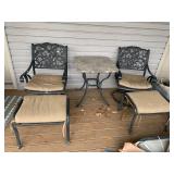 CAST ALUMINUM SWIVEL BASE ARMCHAIRS W/ CUSHIONS