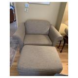 BERNHARDT OVERSIZED GRAY CHAIR W/ OTTOMAN LIKE