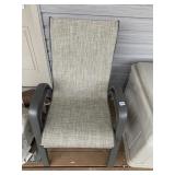 STACKING TWO CAST ALUMINUM CHAIRS BOUGHT AT END