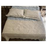 TWO PILLOWS AND MATCHING BEDSPREAD