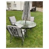 ROUND GLASS TOP PATIO TABLE WITH MATCHING