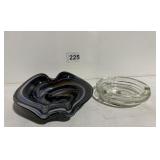 ASHTRAY BLACK GLASS AND CLEAR ASH TRAY