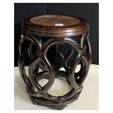 GLASS TOP SIDE TABLE WITH INSET 17" H X 13" W