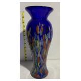VASE BLUE MULTICOLORED 12" H