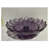 PEDESTAL FRUIT BOWL PURPLE, 4.75" H X 17"