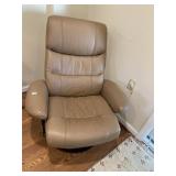 LEATHER CHAIR SWIVEL, RECLINER 39" H X 35" W X