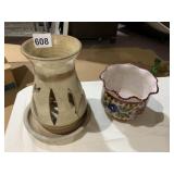 POTTERY CANDLE HOLDER AND DOLCI PLANTER