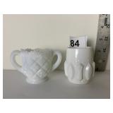 MILK GLASS DOUBLE HANDLE