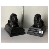 METAL LIONS W/ FOOT ON BALL 10ï¿½ H X 13" X 6.25 D