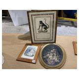 MONKEY PICTURE, OVAL FRAMED FLORAL, VICTORIAN