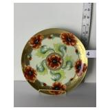 9" LIMOGE HAND PAINTED PLATE W/ FLOWER DESIGN