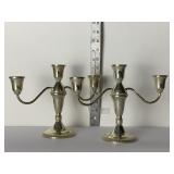 STERLING WEIGHTED BASE THREE ARM CANDELABRA -