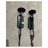 2 METAL & WOOD WALL SCONCES
