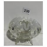 OPALESCENT FOOTED ROSE BOWL BEADED FAN SHELL