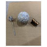 MOSAIC BALL, WAGON BANK, METAL FLOWER