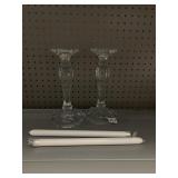 CRYSTAL CANDLE HOLDERS WITH PUSH UP TAPER CANDLES