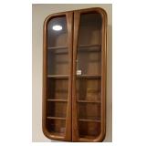 MCM TEAK WALL SHELF, GLASS SHELVES LOCKING