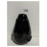 BLACK GLASS VASE, SNAKE DESIGN APPLIED TO SIDE,