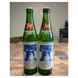COMMEMORATIVE 7UP GLASS BOTTLE, LIBERTY BELLS