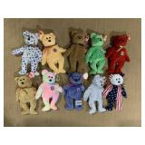 10 TY BEANIE BABIES BEARS WITH TAGS