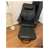 BLACK CHAIR WITH OTTOMAN 38" H X 33" W X 33" D