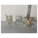 OWL WESTMORELAND TOOTHPICK HOLDER AND 2 OTHERS