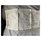 EMBROIDERED DRESSER SCARF, ANTIQUE LACE DOILY,