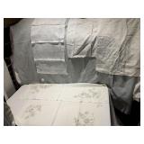 VINTAGE DRESSER SCARF W/ CROSS STICH, TABLE