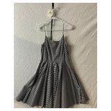 BLACK AND WHITE COTTON GINGHAM SCOOP NECK