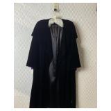 LONG BLACK VELVET COAT WITH 3/4 SLEEVE LINED NO