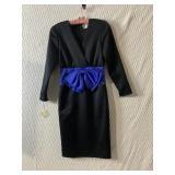 EVENINGS BY RAUL BLANCO BLACK DRESS WITH BLUE