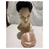 PEACH BLOOM VELOR IMPORTED FURN BLACK HAT AND