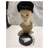 WHITE VINTAGE HAT W/ LACE HAS SOME MARKS AND PINK